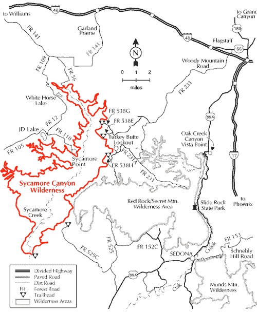 Sycamore Canyon Map Sycamore Canyon Map